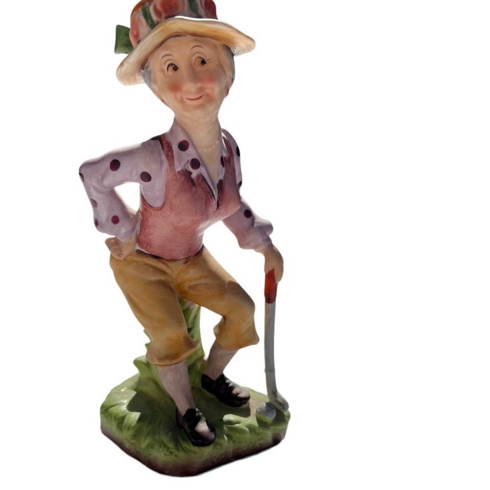 Vintage lefton grandma (old lady) golfer figurine